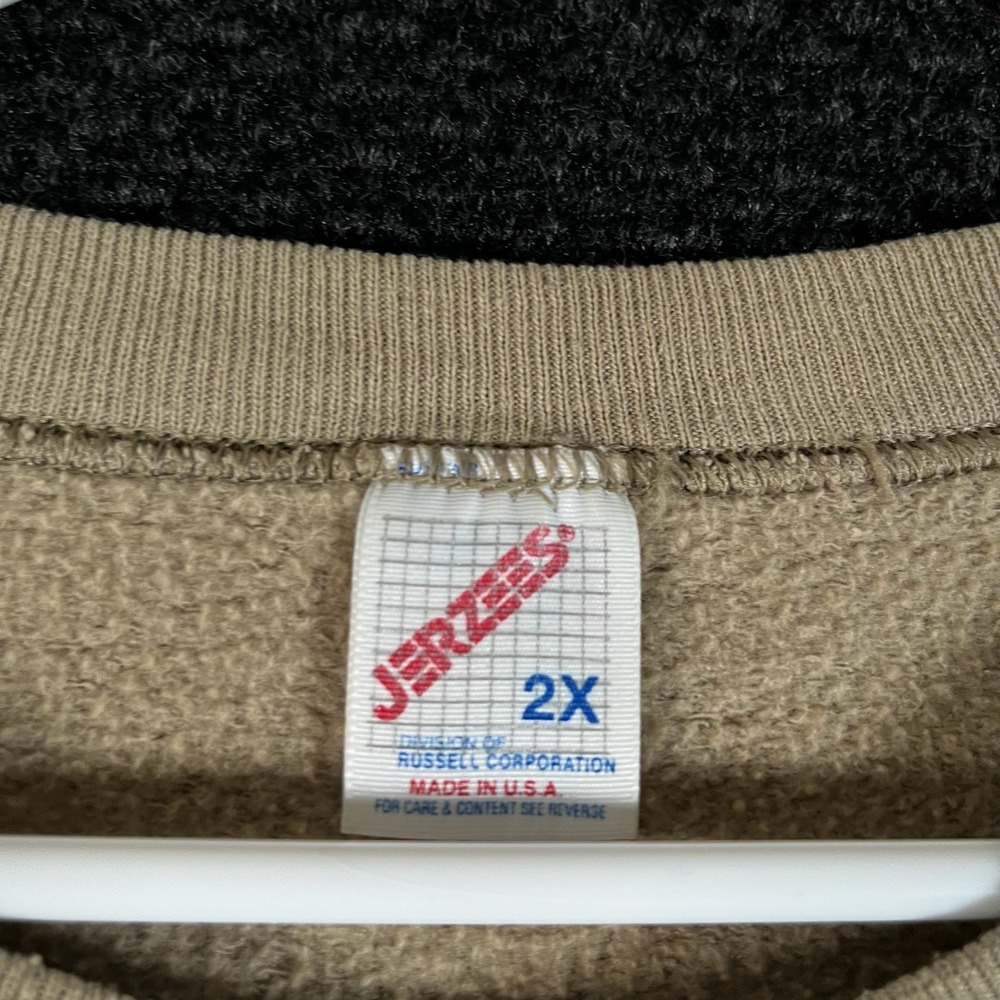 Vintage Jerzees Back Home In Indiana Tractor Stitch Tan Crewneck Sweater Men 2X - Picture 3 of 8